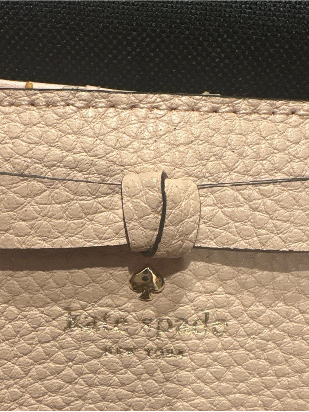 kate spade cream pebbled leather shoulder bag with gold spade logo